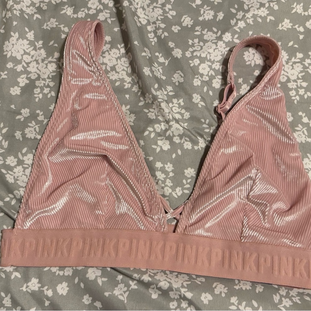 PINK Victoria's Secret Light Pink Ribbed Bralette